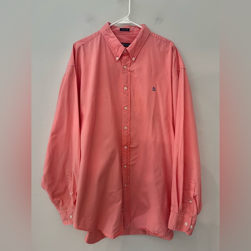 Vintage Norsport Shirt Y2K  Long Sleeve  Button Down XXL Tall Salmon